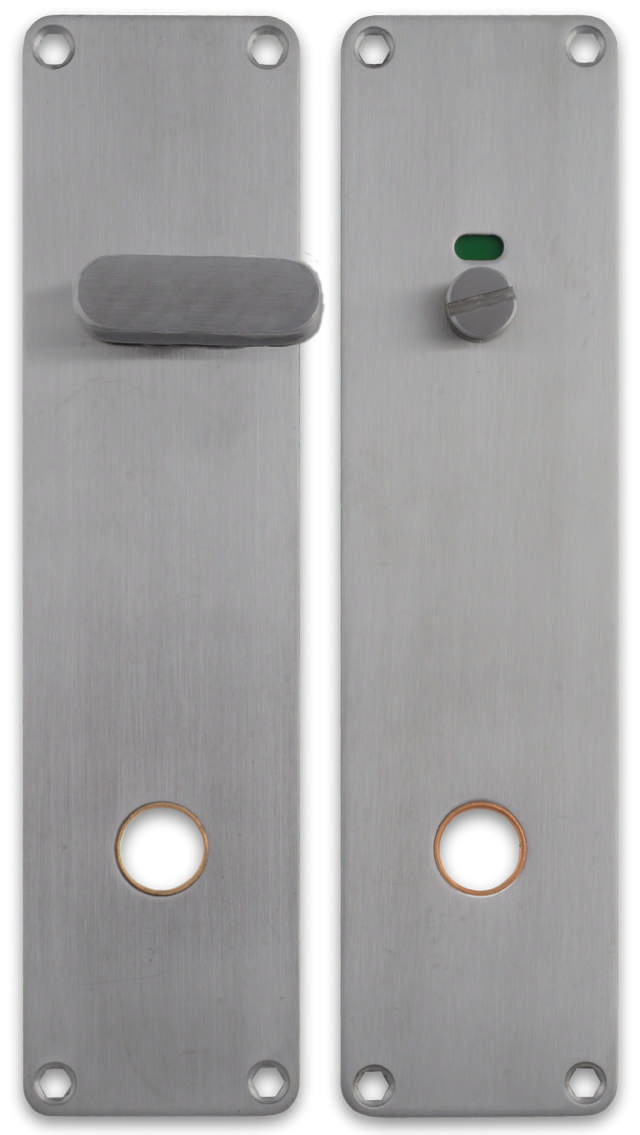 Langt skilt for funksjonshemmede toalettpersonale Assa 2x 215x55x2mm i rustfritt stål 304 med messingring C/C105