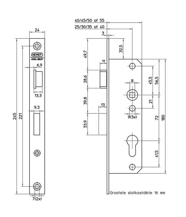 Nemef låskasse 8691/40 Høyre 2601000546 Din Venstre