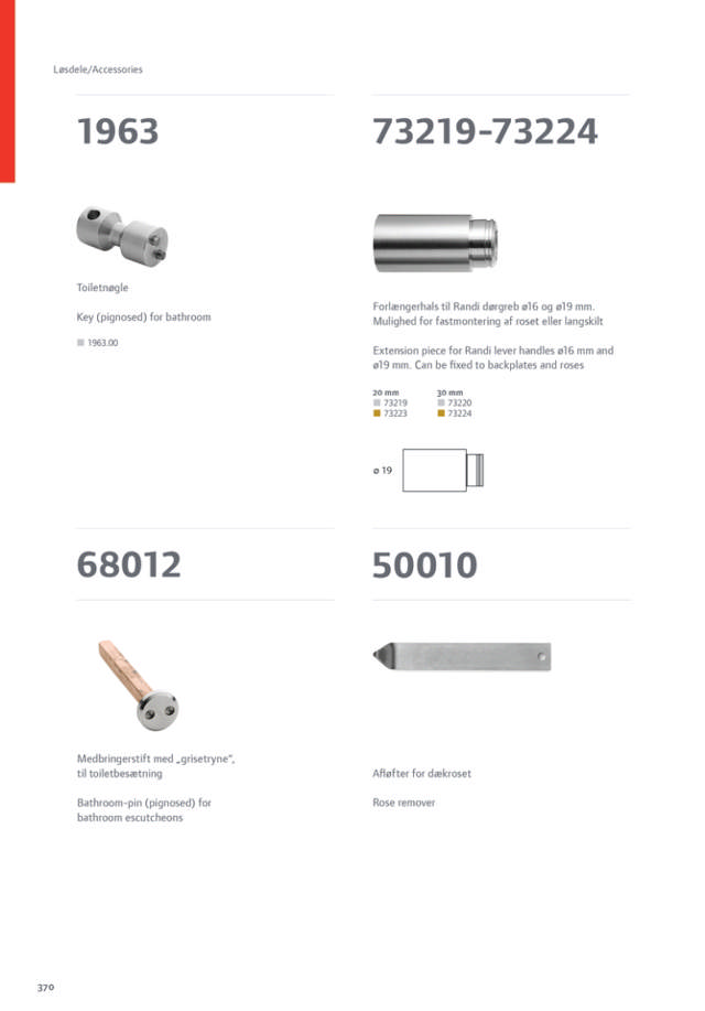 Randi dørhåndtaksforlengelse 73219/20mm (håndtak ø19mm)