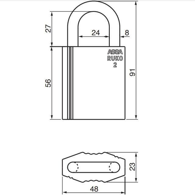 Ruko hengelås RD2641 KL 2 D1200, sølv (NY)