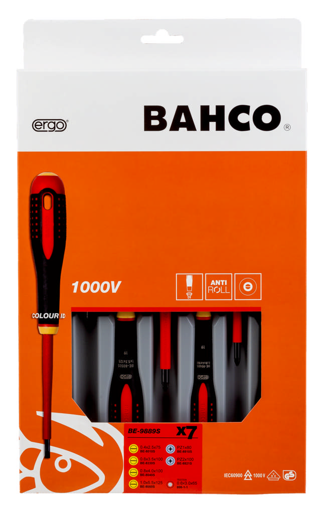 Bahco ERGO skrutrekkersett, 1000V, 7 deler