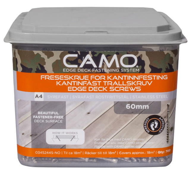 CAMO terrasseskruer 4,0x60mm A4, pk. på 700 stk