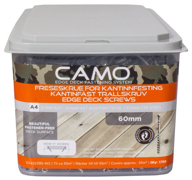 CAMO terrasseskruer 4,0x60mm A4, pk. på 1750 stk