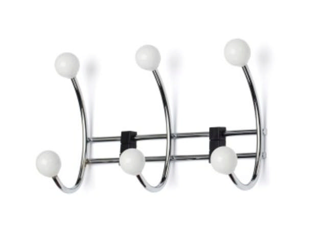 KNAPPHÅND BÆR 3-KROKER HVIT/KROM