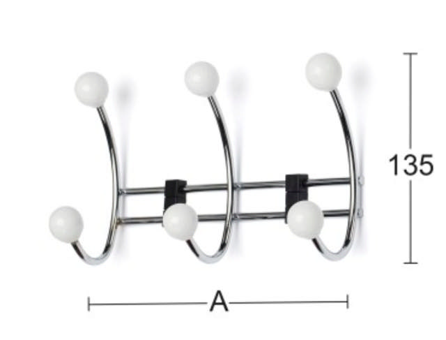 KNAPPHÅND BÆR 3-KROKER HVIT/KROM