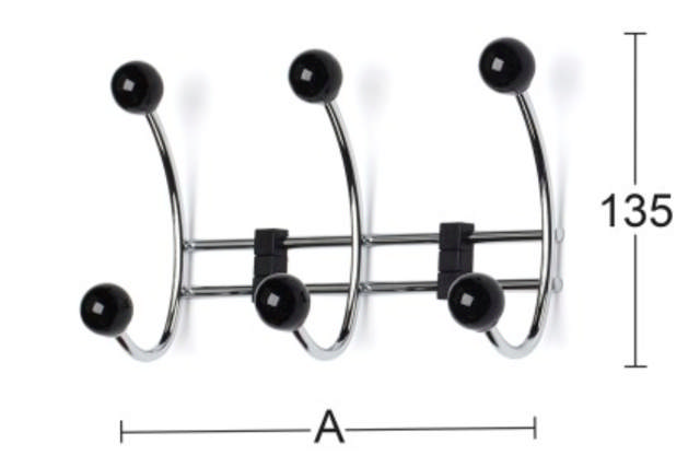 BERRY KNOKKEHYLLE MED 3 KROKKER SVART/KROM