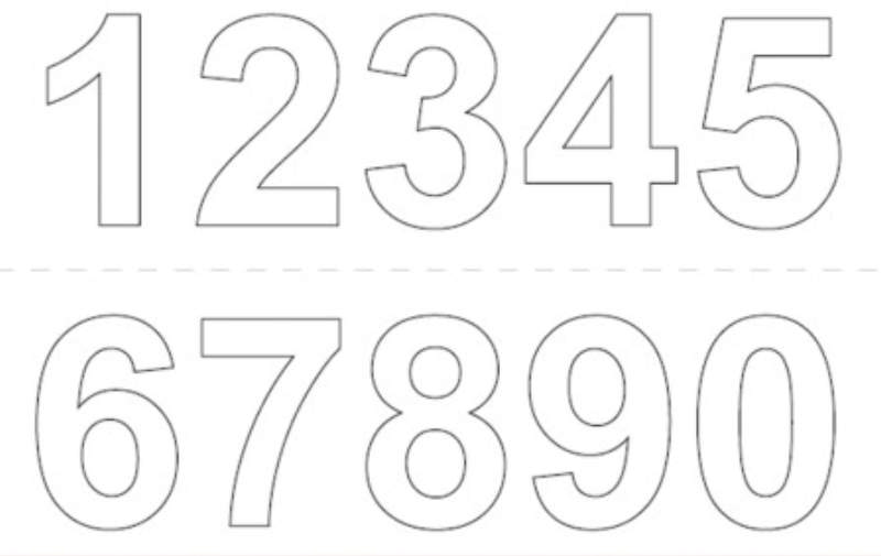 VINYL NAVNEARK 0-9 X 2 STK 50MM HVIT 