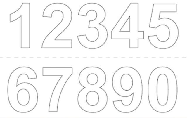 VINYL NAVNEARK 0-9 X 2 STK 50MM HVIT 