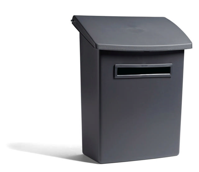 POSTKASSE 555 PLAST MØRK GRÅ