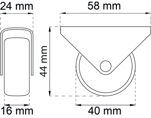 MØBELHJUL MED PLASTRULLE Ø40 4 STK 