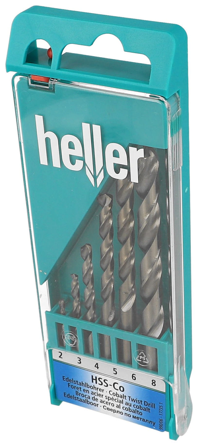 Heller metallbor kobolt hss sett ø2-8mm, 6 deler