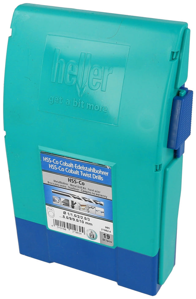 Heller metallbor kobolt hss sett Ø1-10mm, 19 deler