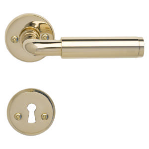 Dørhåndtak Funkis 383 m/sett (1980+81) Messing Polert Uten lakk Ø20mm