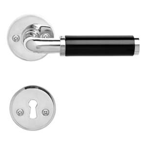 Dørhåndtak Funkis 383 m/sett (1980+81) Ni Sort Bakelitt Ø20