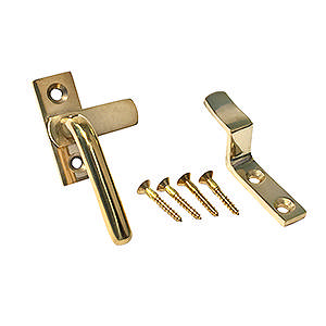 Vindushåndtak 21403 Høyre inkl. krok Messing Polert med lakk Ø10