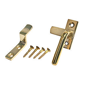 Vindushåndtak 21403 Venstre inkl. krok Messing Polert med lakk Ø10