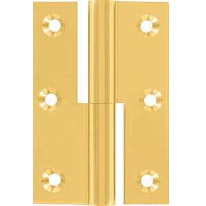 Hamburg Hengsel, Venstre, Firkantet, Messing Polert Uten Lakk 60x40mm ø8