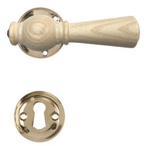 Dørhåndtak Østerbro 670, Eldre dører, Askhåndtak, Messingpolert Uten lakk