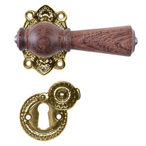 Dørhåndtak Østerbro 670, Eldre dører, Mahogni, Messing Polert Uten lakk, med klaff