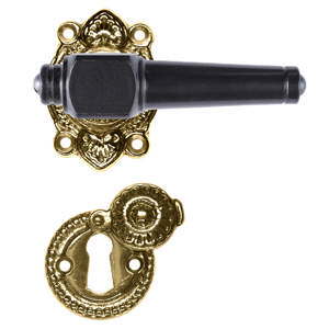 Dørhåndtak Svanemølle 671 med treskruer (1670T) Sort messing Polert Uten lakk