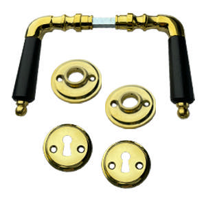 Dørhåndtak 785 m/sett Messing Polert Ulakkert Sort tre