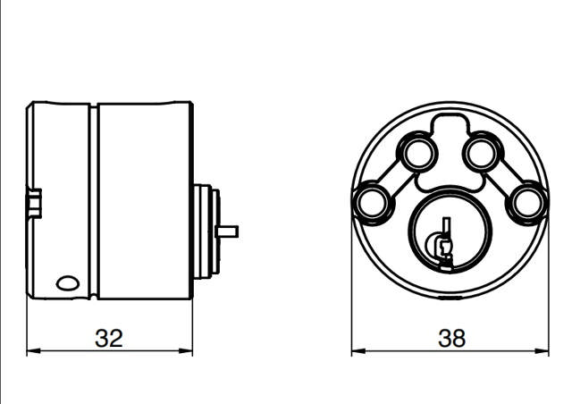 Cyl. RB3613 m/tilbehør Trommel Rustfritt utseende /ST