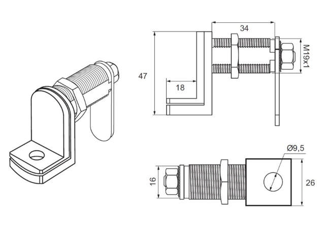 Siso skaplås med hengelås
